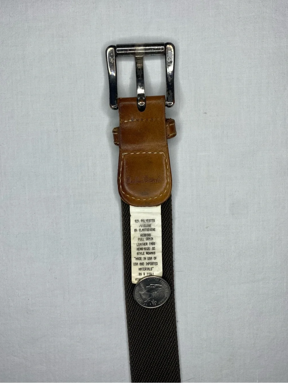 VTG LL Bean Belt 30 Genuine Full Grain Leather Brown USA